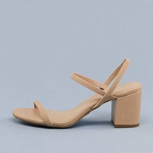 Open Toe Strappy Slingback Block Heel Sandals